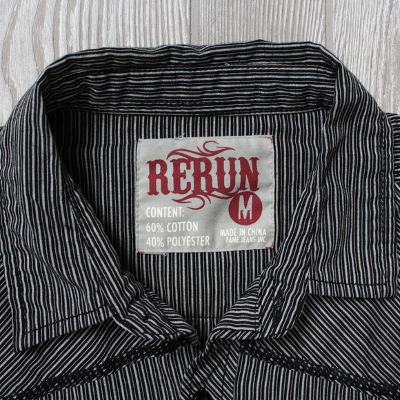 Rerun Western Embroidered Black Stripe Sz Medium - Picture 6 of 8